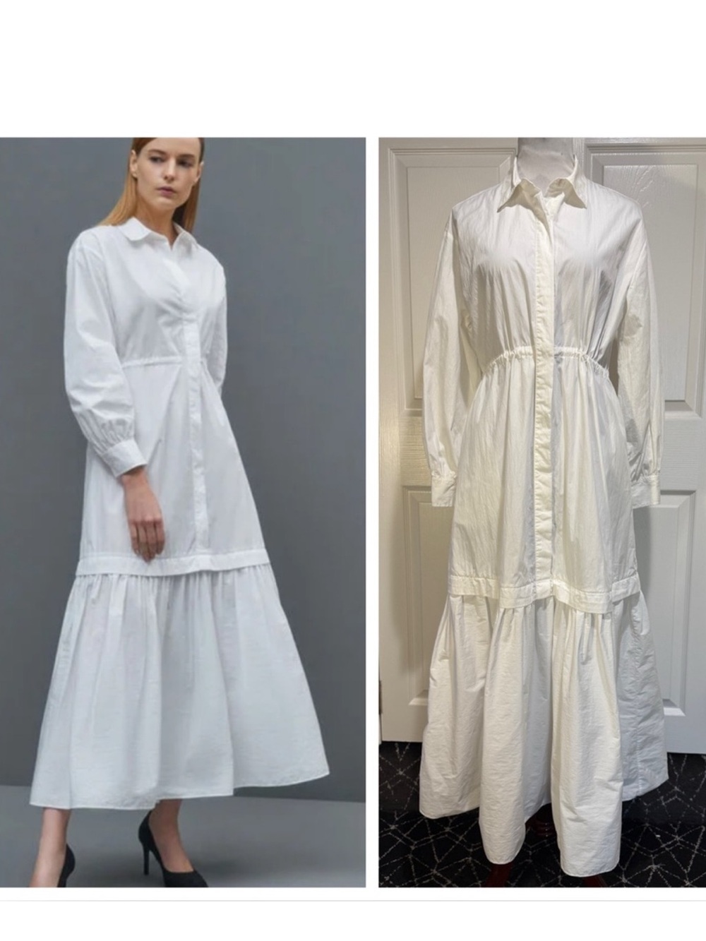 CO Essentials Long Sleeve Tiered Maxi Dress Cotton
- white